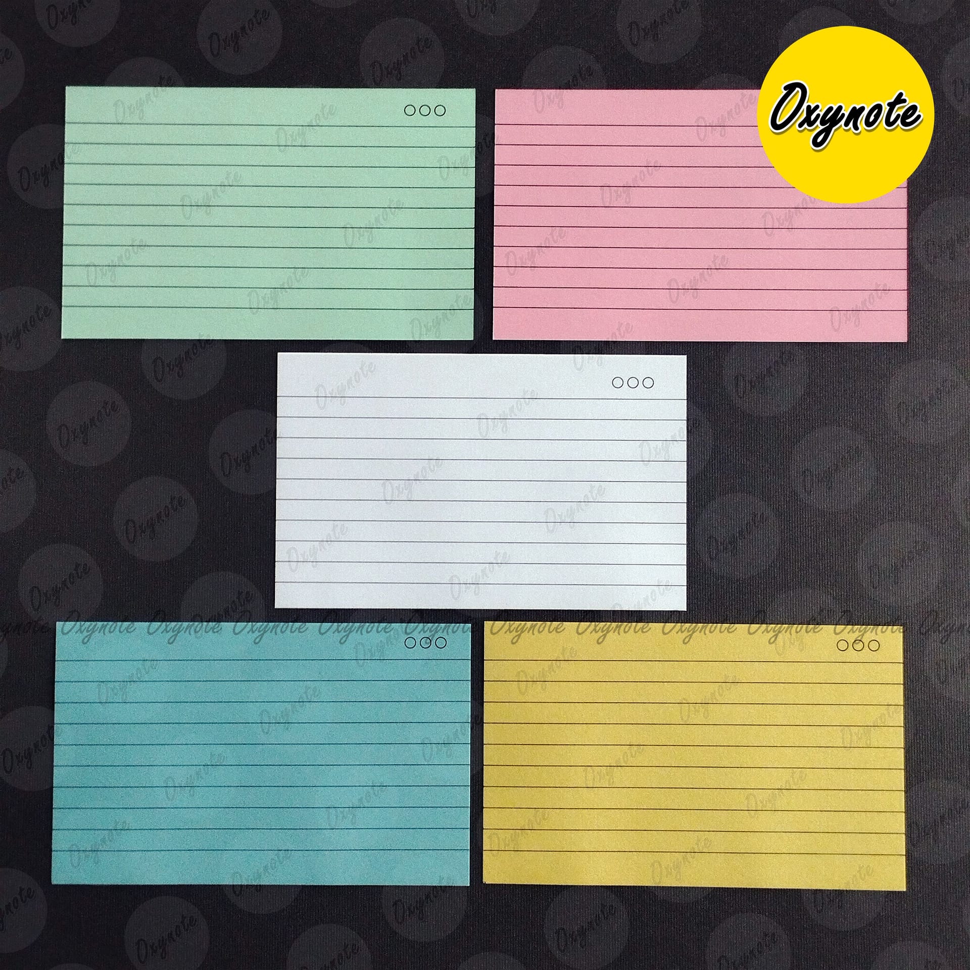 OXYNOTE 3x5 inch Ruled Index Flashcards - 50 Cards - Suitable for Exam Preparation, Cheat Sheets, Short Notes, Syllabus Revision (Both Side Ruled Card)