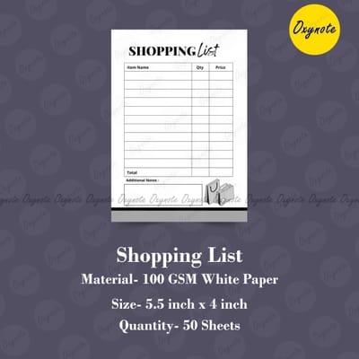 Shopping List by OXYNOTE - 5.5 x 4 inch - 50 Sheets_img_0