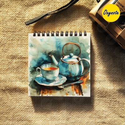 Tea Watercolor Painting Square Sketchbook by OXYNOTE_img_0